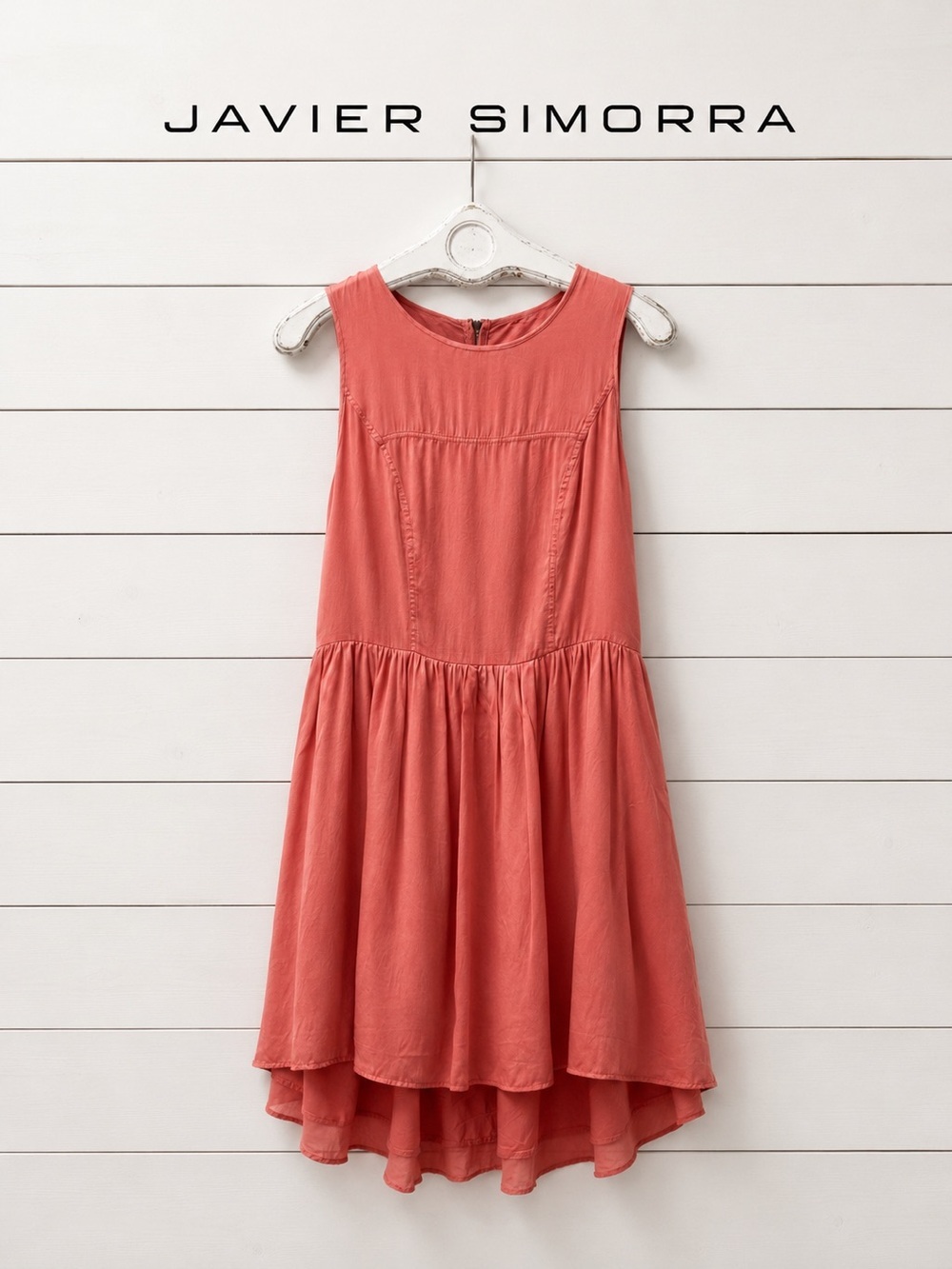 JAVIER SIMORRA Coral Silk Sleeveless Dress Size 2